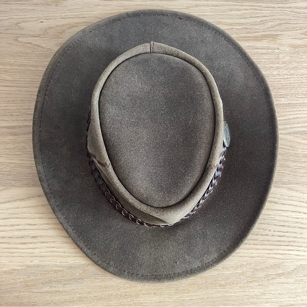 Purely Outback Jacaru Brown Leather Australian Outback hat XL braided cowboy - Picture 3 of 7